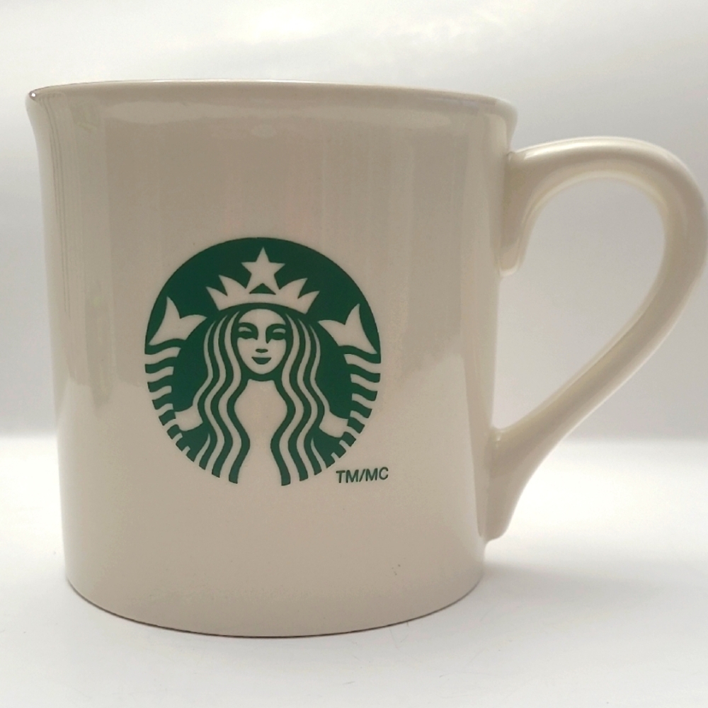 2013 Starbucks Cream and Green Accent Mugs